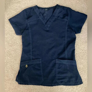 Wonder Wink Sweat Resistant Scrub Top Size Small Navy Blue